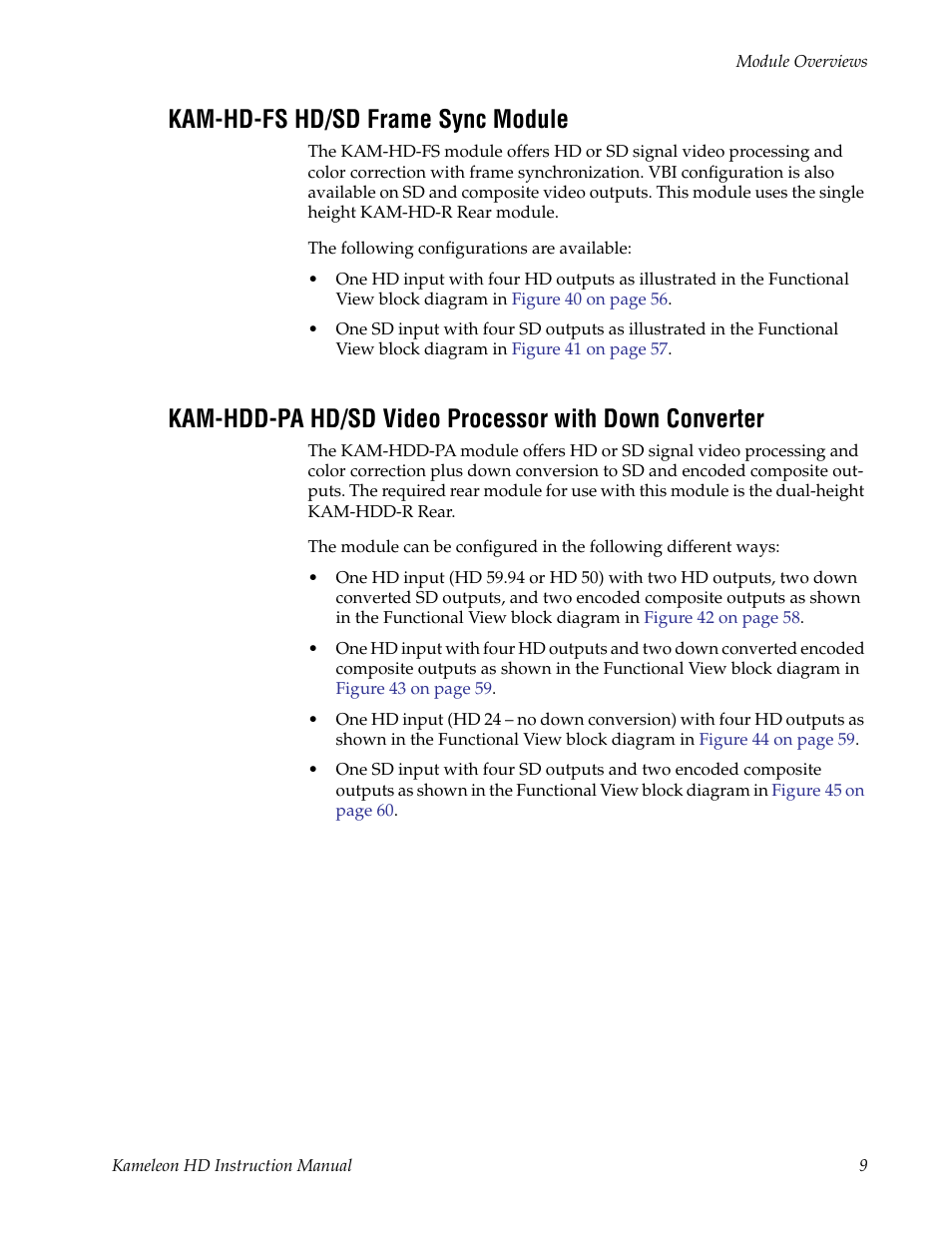 Kam-hd-fs hd/sd frame sync module | Grass Valley Kameleon HD Multi-Function Modules v.2.1.0 User Manual | Page 9 / 110