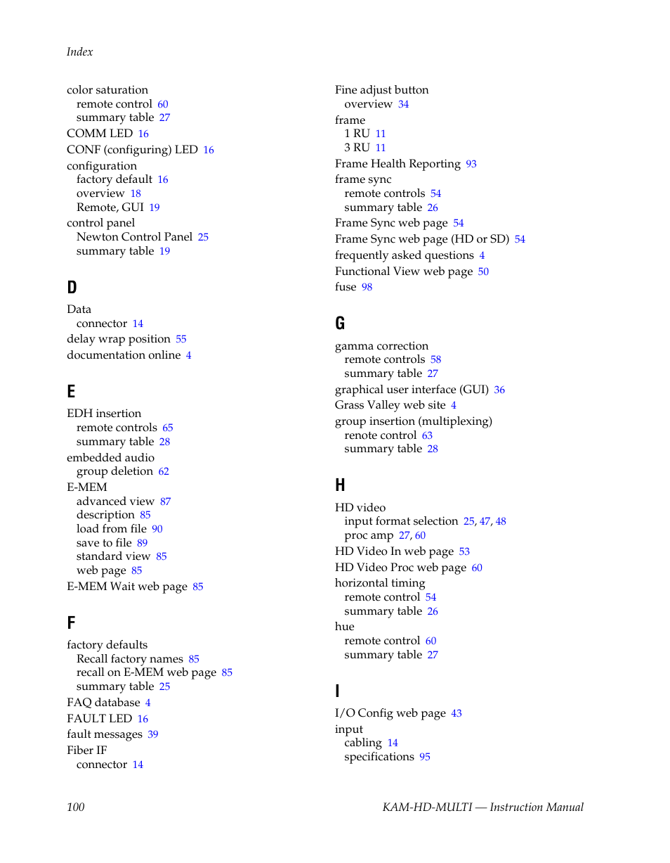 Grass Valley Kameleon HD Multi-Function Modules v.3.2.0 User Manual | Page 100 / 102