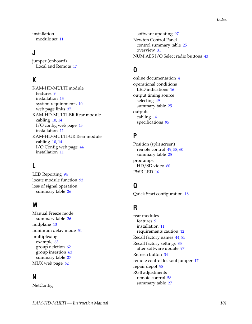 Grass Valley Kameleon HD Multi-Function Modules v.3.2.0 User Manual | Page 101 / 102