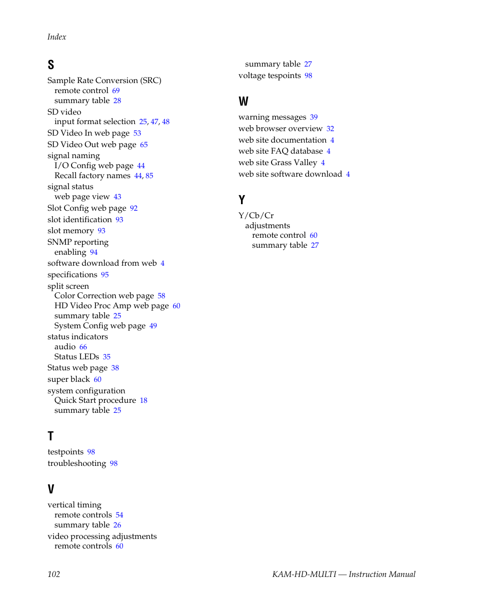 Grass Valley Kameleon HD Multi-Function Modules v.3.2.0 User Manual | Page 102 / 102