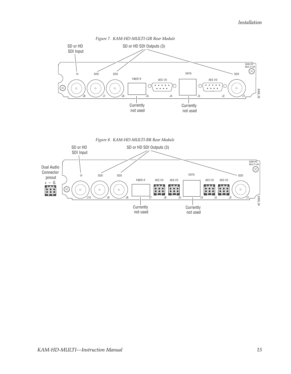 Figure 8 on, For balanced audio inputs) is r, For balanced | Kam-hd-multi—instruction manual 15 installation | Grass Valley Kameleon HD Multi-Function Modules v.3.2.0 User Manual | Page 15 / 102