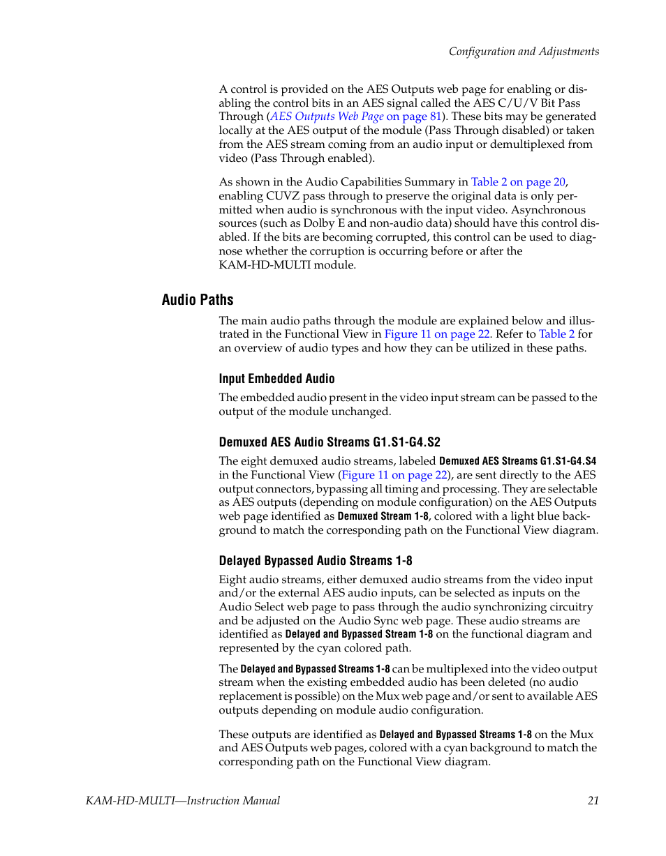 Audio paths | Grass Valley Kameleon HD Multi-Function Modules v.3.2.0 User Manual | Page 21 / 102