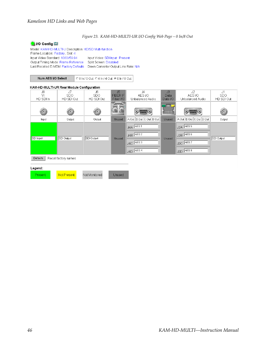 For 0 | Grass Valley Kameleon HD Multi-Function Modules v.3.2.0 User Manual | Page 46 / 102