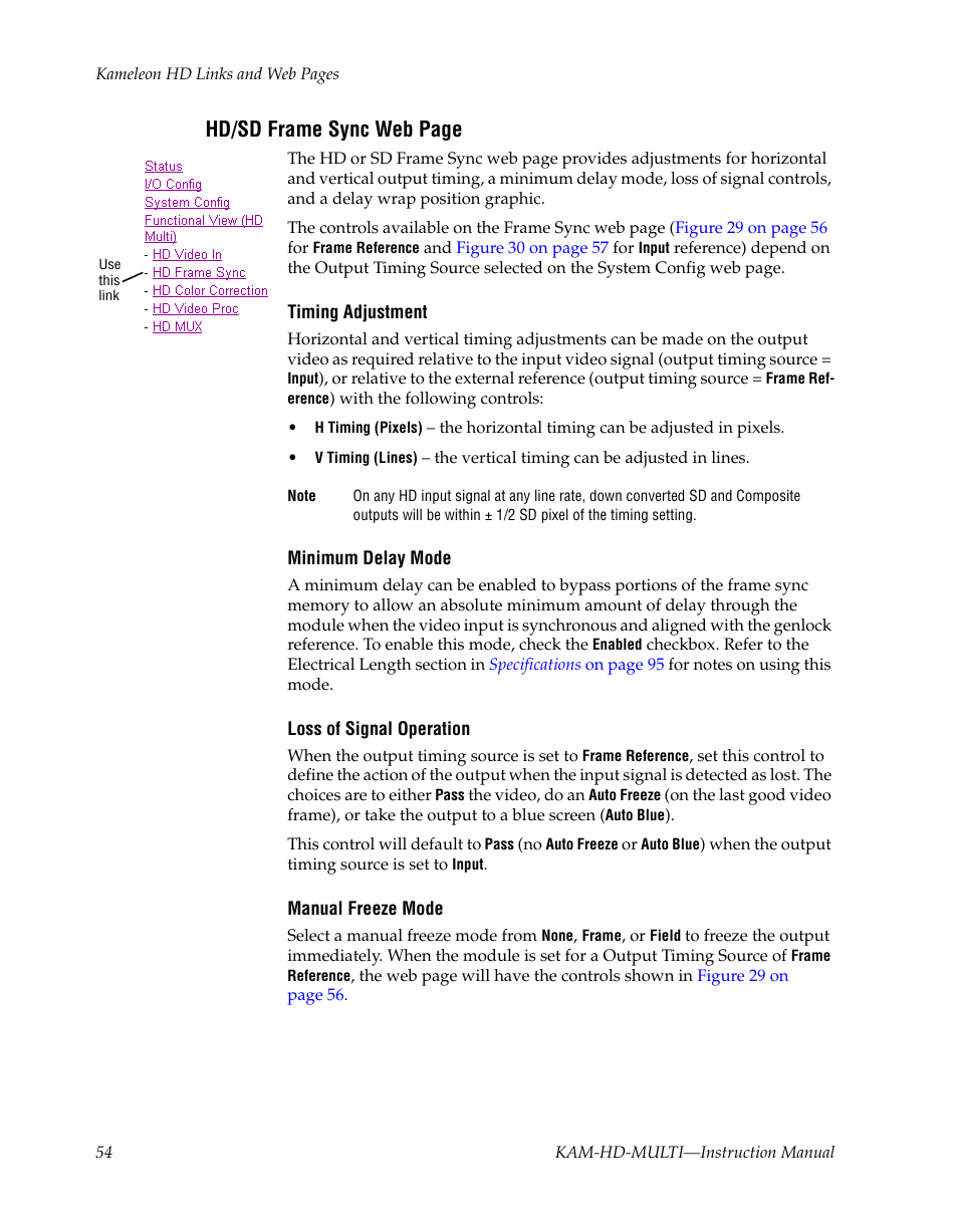 Hd/sd frame sync web page | Grass Valley Kameleon HD Multi-Function Modules v.3.2.0 User Manual | Page 54 / 102