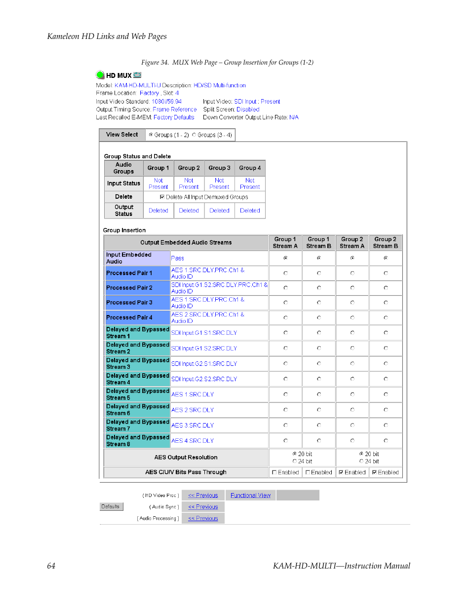 Figure 34 on | Grass Valley Kameleon HD Multi-Function Modules v.3.2.0 User Manual | Page 64 / 102
