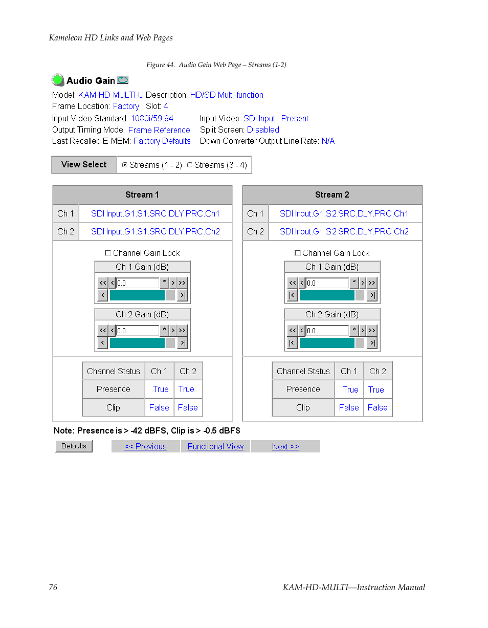 Grass Valley Kameleon HD Multi-Function Modules v.3.2.0 User Manual | Page 76 / 102