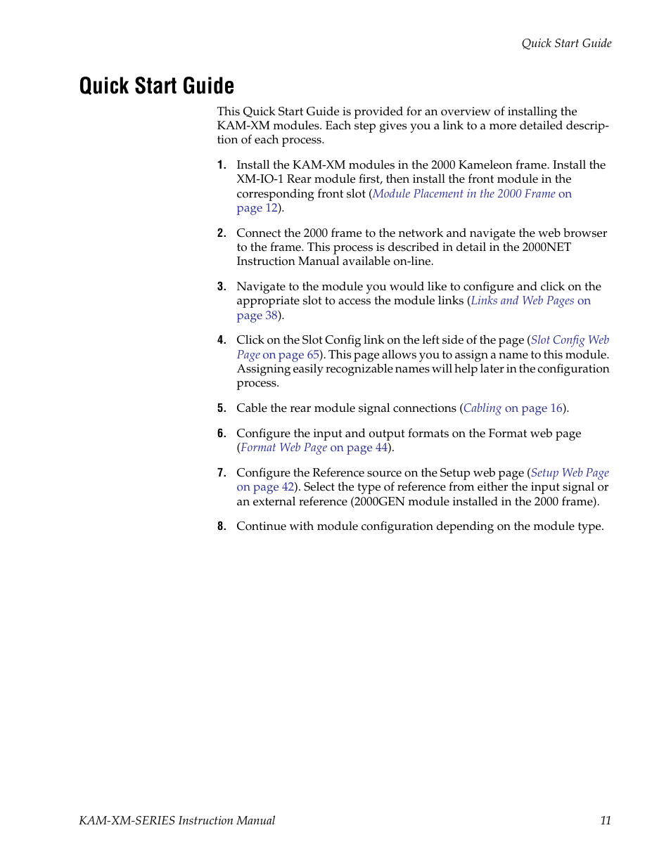 Quick start guide | Grass Valley KAM-XM-SERIES v.1.4.1 User Manual | Page 11 / 80