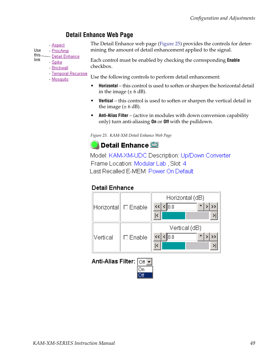 Detail enhance web page | Grass Valley KAM-XM-SERIES v.1.4.1 User Manual | Page 49 / 80