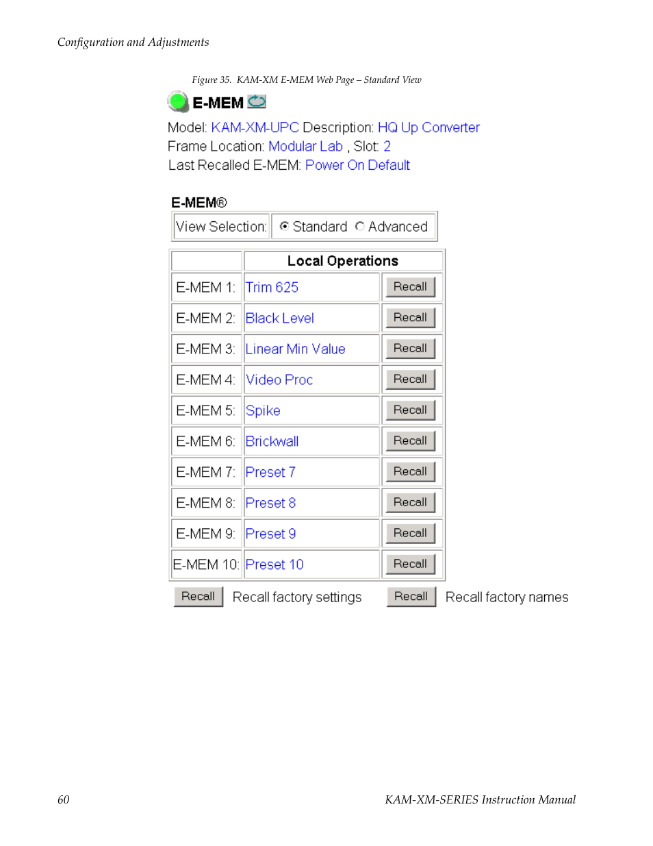 D view, Any one of ten learned e-mems | Grass Valley KAM-XM-SERIES v.1.4.1 User Manual | Page 60 / 80