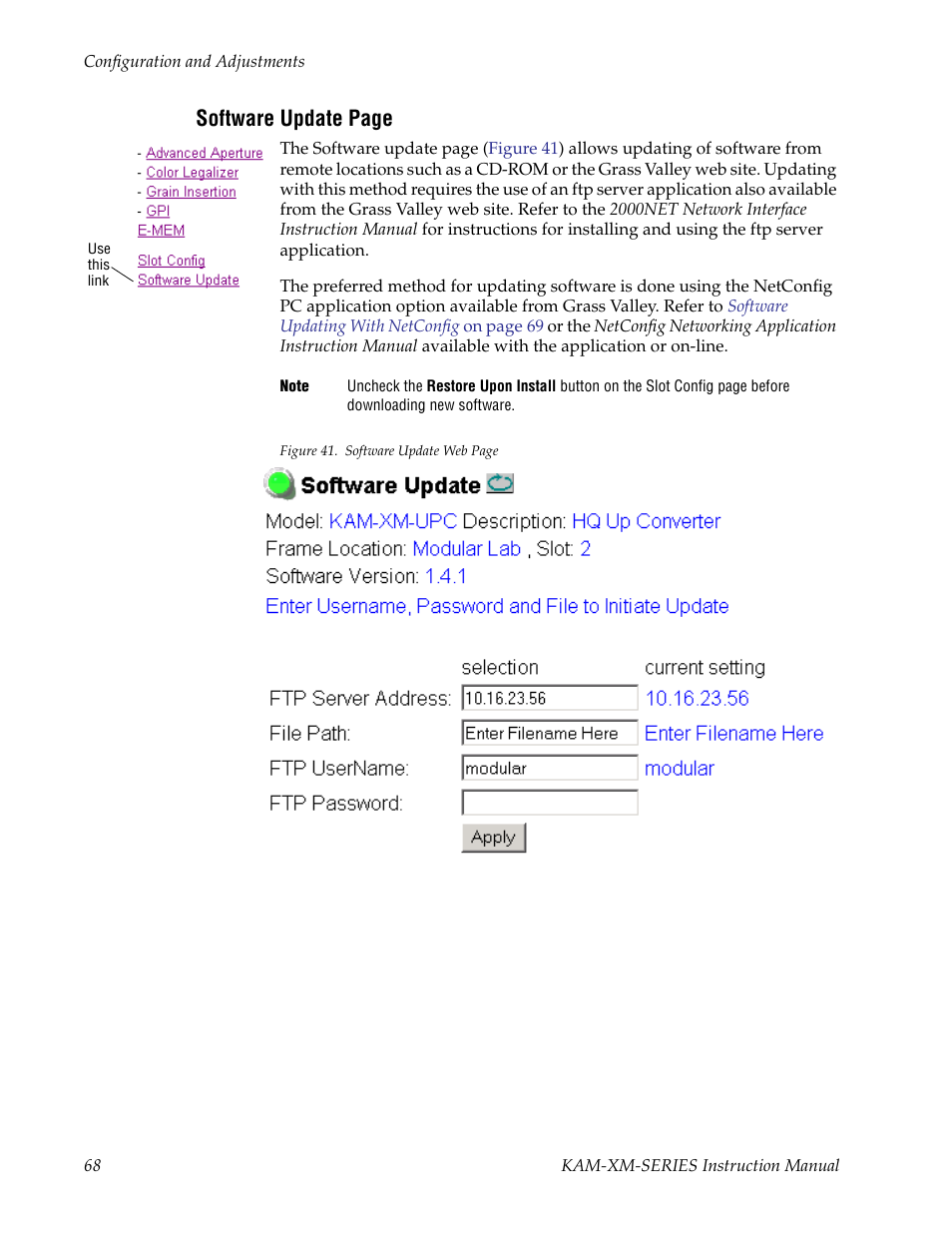 Grass Valley KAM-XM-SERIES v.1.4.1 User Manual | Page 68 / 80