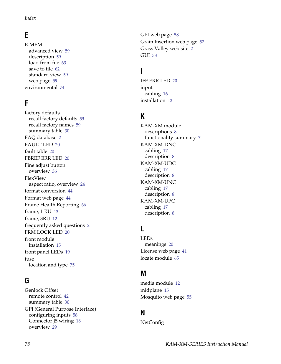 Grass Valley KAM-XM-SERIES v.1.4.1 User Manual | Page 78 / 80