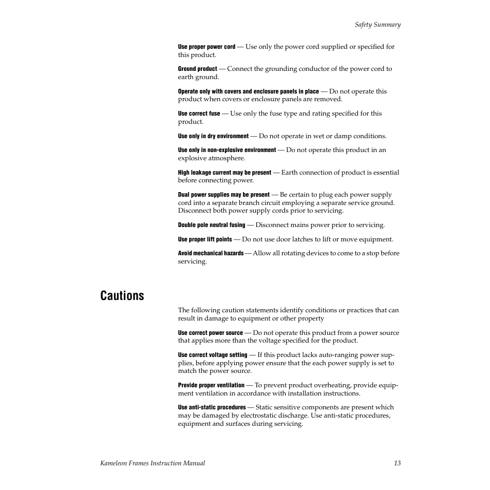 Cautions | Grass Valley 2000T3 User Manual | Page 13 / 50