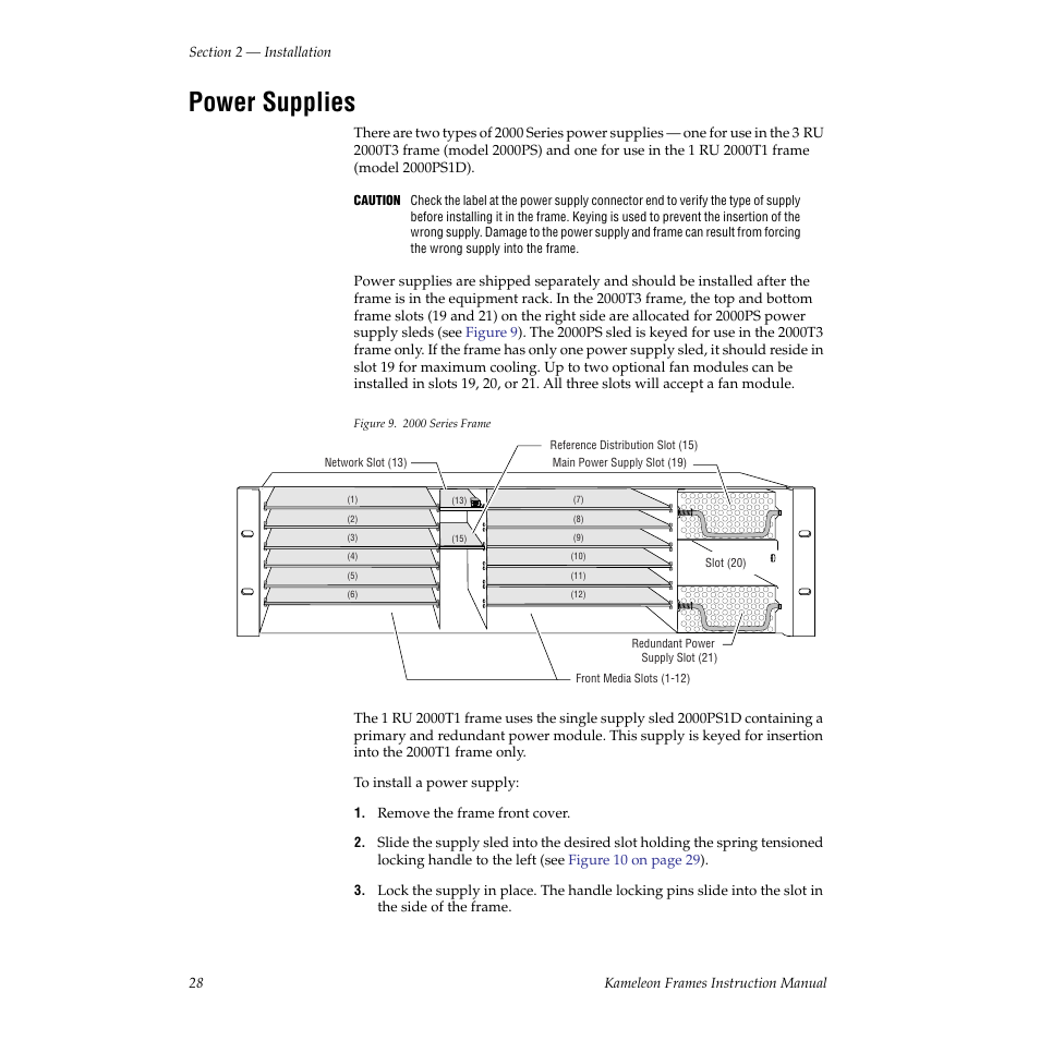 Power supplies | Grass Valley 2000T3 User Manual | Page 28 / 50