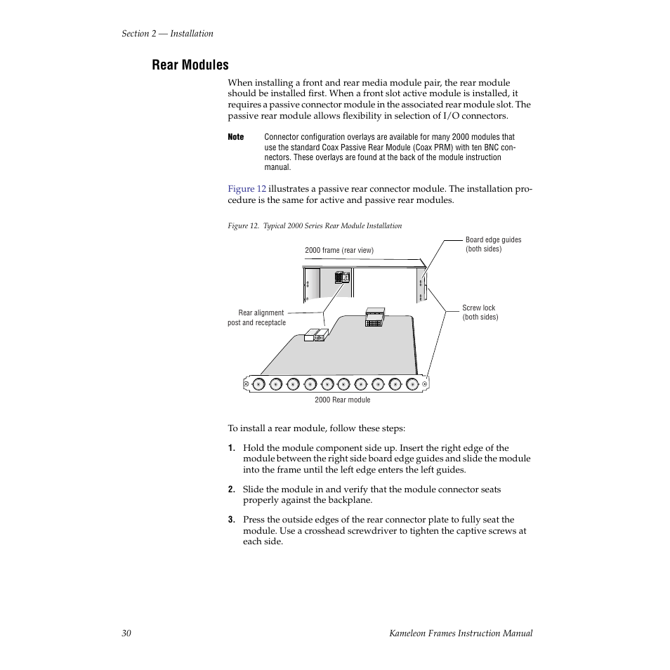 Rear modules | Grass Valley 2000T3 User Manual | Page 30 / 50