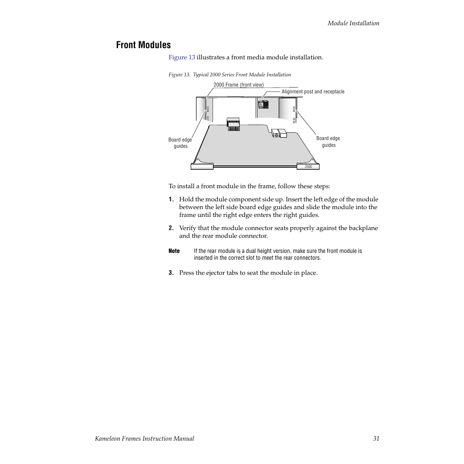 Front modules | Grass Valley 2000T3 User Manual | Page 31 / 50