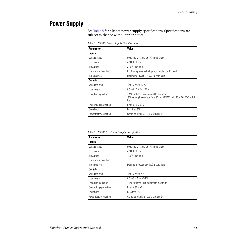 Power supply | Grass Valley 2000T3 User Manual | Page 41 / 50