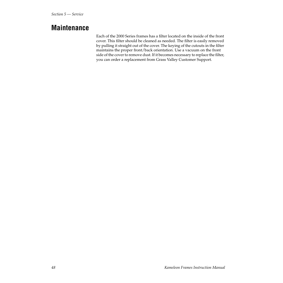 Maintenance | Grass Valley 2000T3 User Manual | Page 48 / 50