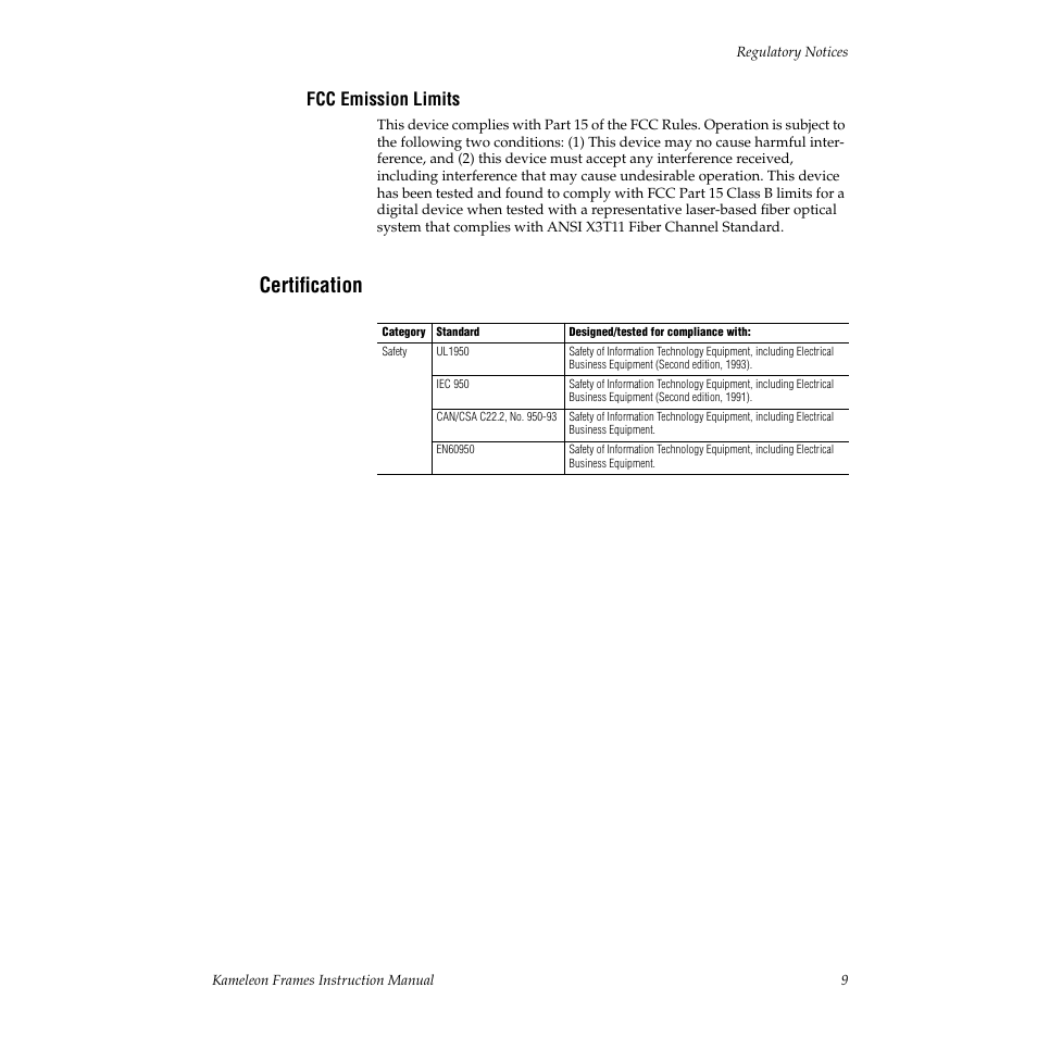 Fcc emission limits, Certification | Grass Valley 2000T3 User Manual | Page 9 / 50