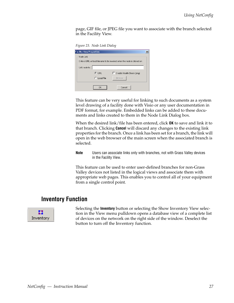 Inventory function | Grass Valley NetConfig Network Configuration Application v.2.0.12 User Manual | Page 27 / 44