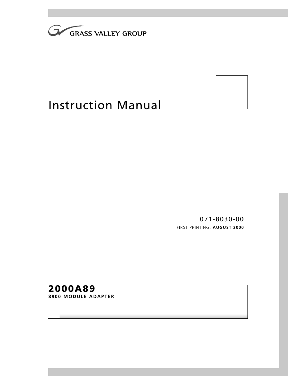 Grass Valley 2000A89 User Manual | 18 pages