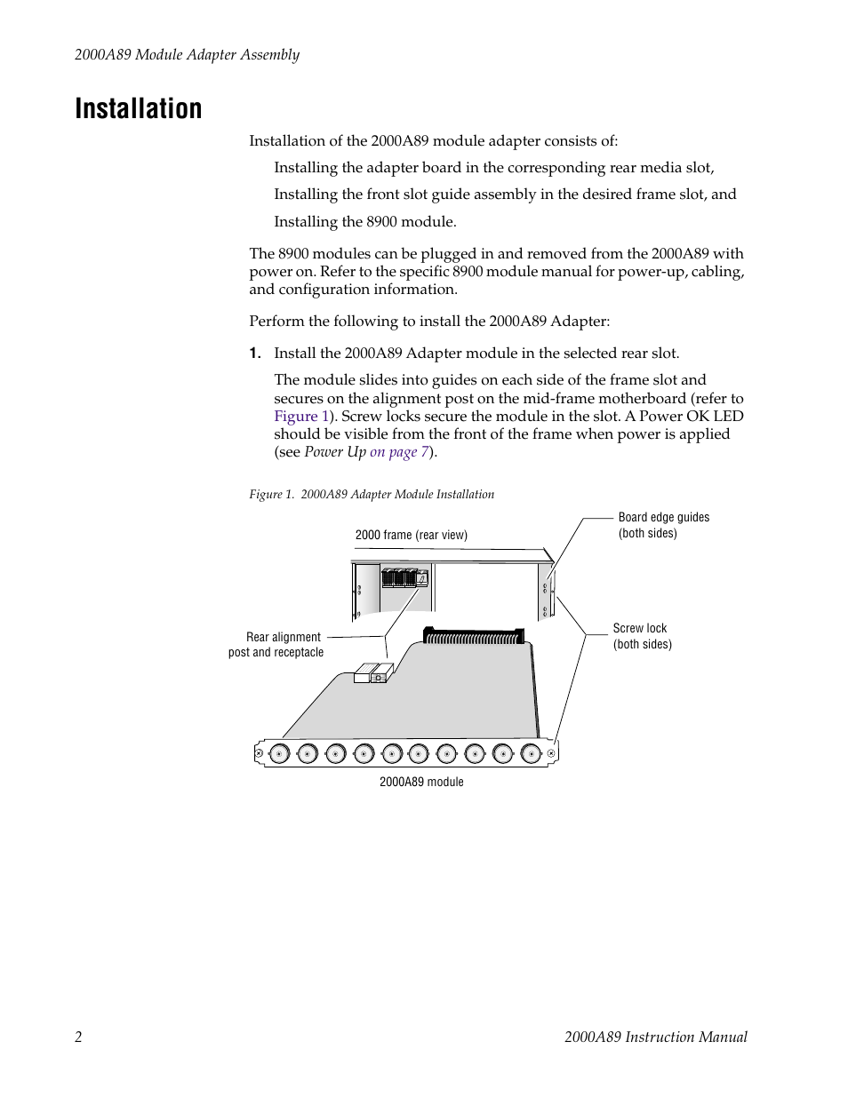 Installation | Grass Valley 2000A89 User Manual | Page 8 / 18