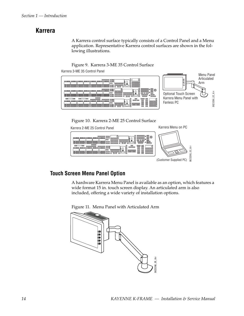 Karrera, Touch screen menu panel option | Grass Valley K-Frame Installation Planning Guide User Manual | Page 14 / 62