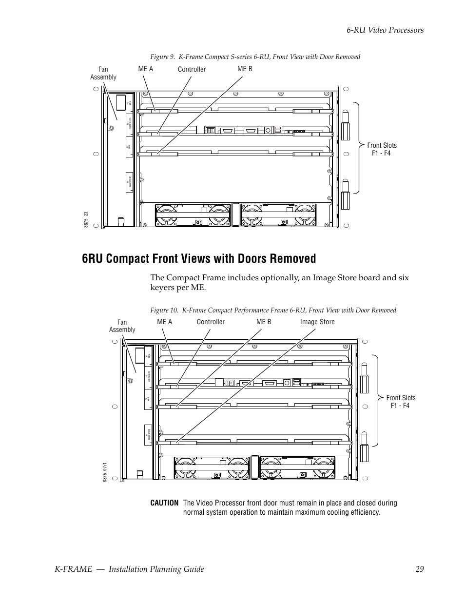 6ru compact front views with doors removed | Grass Valley K-Frame Installation Planning Guide User Manual | Page 29 / 62