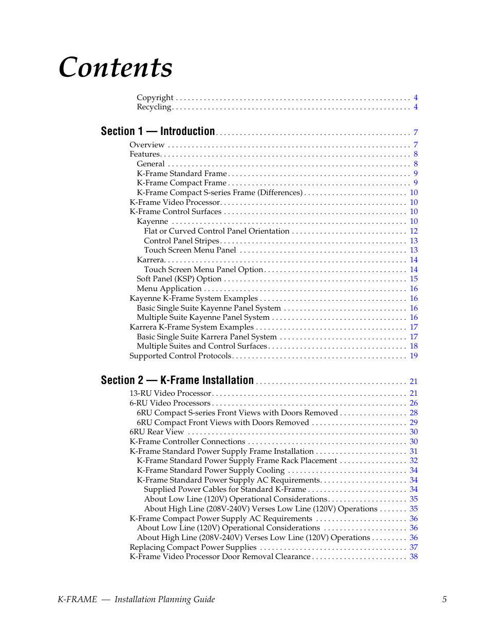 Grass Valley K-Frame Installation Planning Guide User Manual | Page 5 / 62