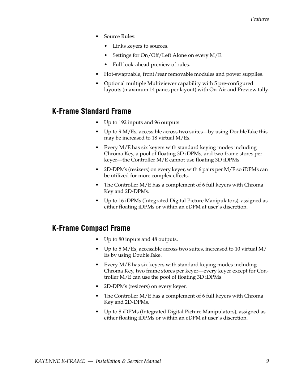 K-frame standard frame, K-frame compact frame | Grass Valley K-Frame Installation Planning Guide User Manual | Page 9 / 62