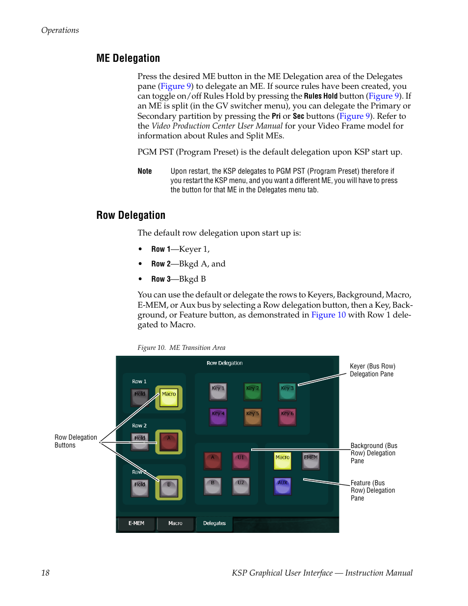 Me delegation, Row delegation | Grass Valley KSP Switcher Soft Panel Graphica v.1.0 User Manual | Page 18 / 24