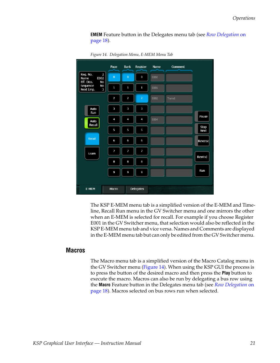 Macros | Grass Valley KSP Switcher Soft Panel Graphica v.1.0 User Manual | Page 21 / 24