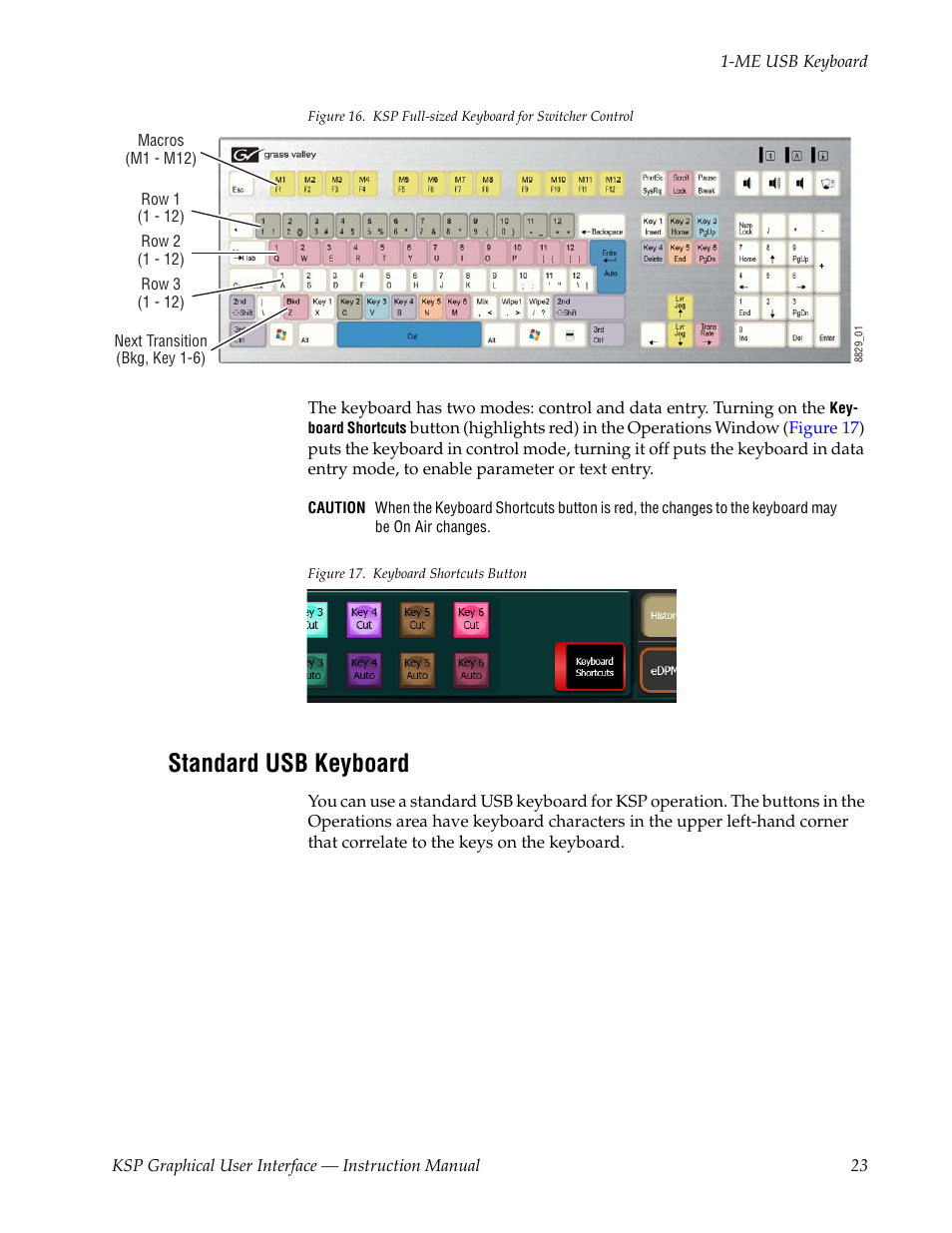 Standard usb keyboard | Grass Valley KSP Switcher Soft Panel Graphica v.1.0 User Manual | Page 23 / 24