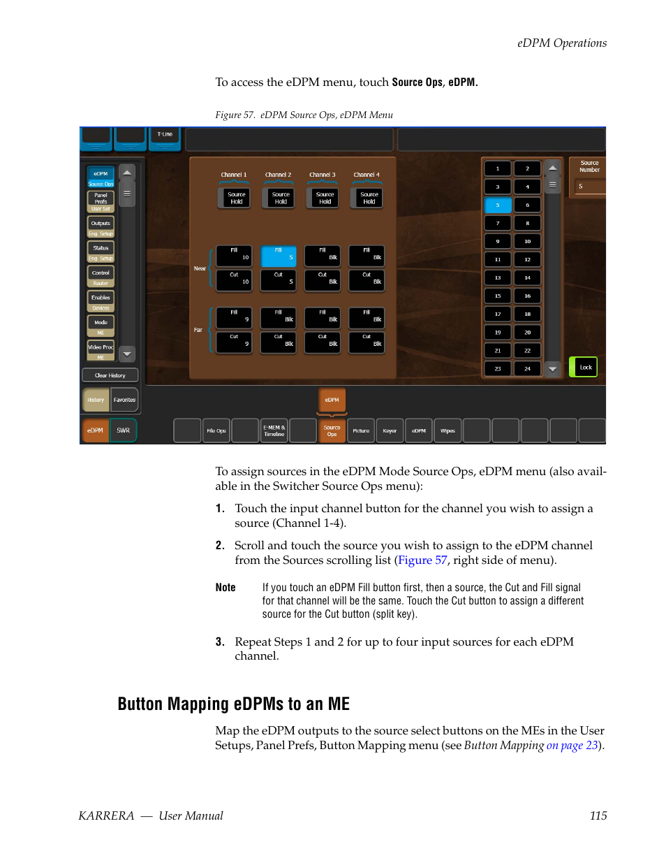 Button mapping edpms to an me | Grass Valley Karrera Video Production Center v.4.0 User Manual | Page 115 / 370