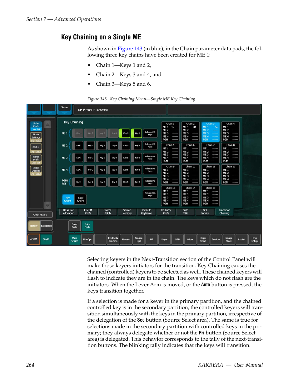 Key chaining on a single me | Grass Valley Karrera Video Production Center v.4.0 User Manual | Page 264 / 370