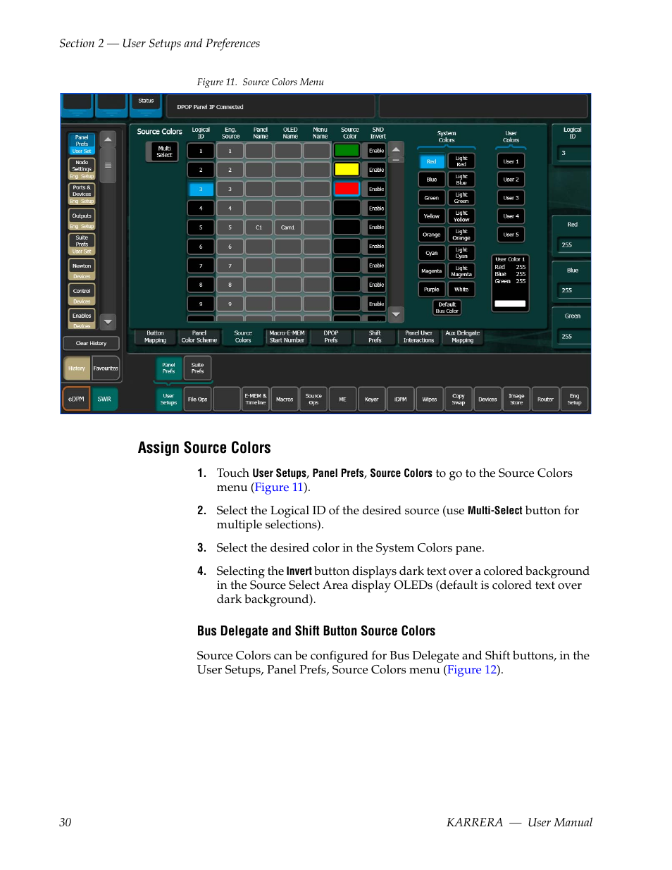 Assign source colors | Grass Valley Karrera Video Production Center v.4.0 User Manual | Page 30 / 370