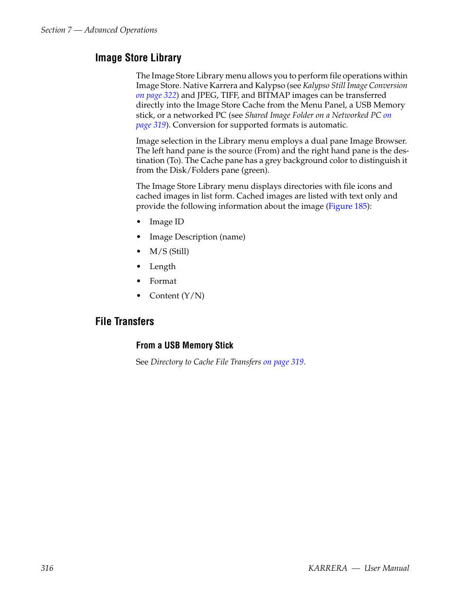 Image store library, File transfers | Grass Valley Karrera Video Production Center v.4.0 User Manual | Page 316 / 370