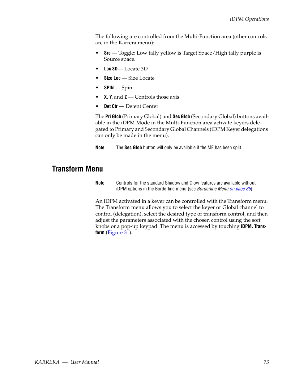 Transform menu | Grass Valley Karrera Video Production Center v.4.0 User Manual | Page 73 / 370