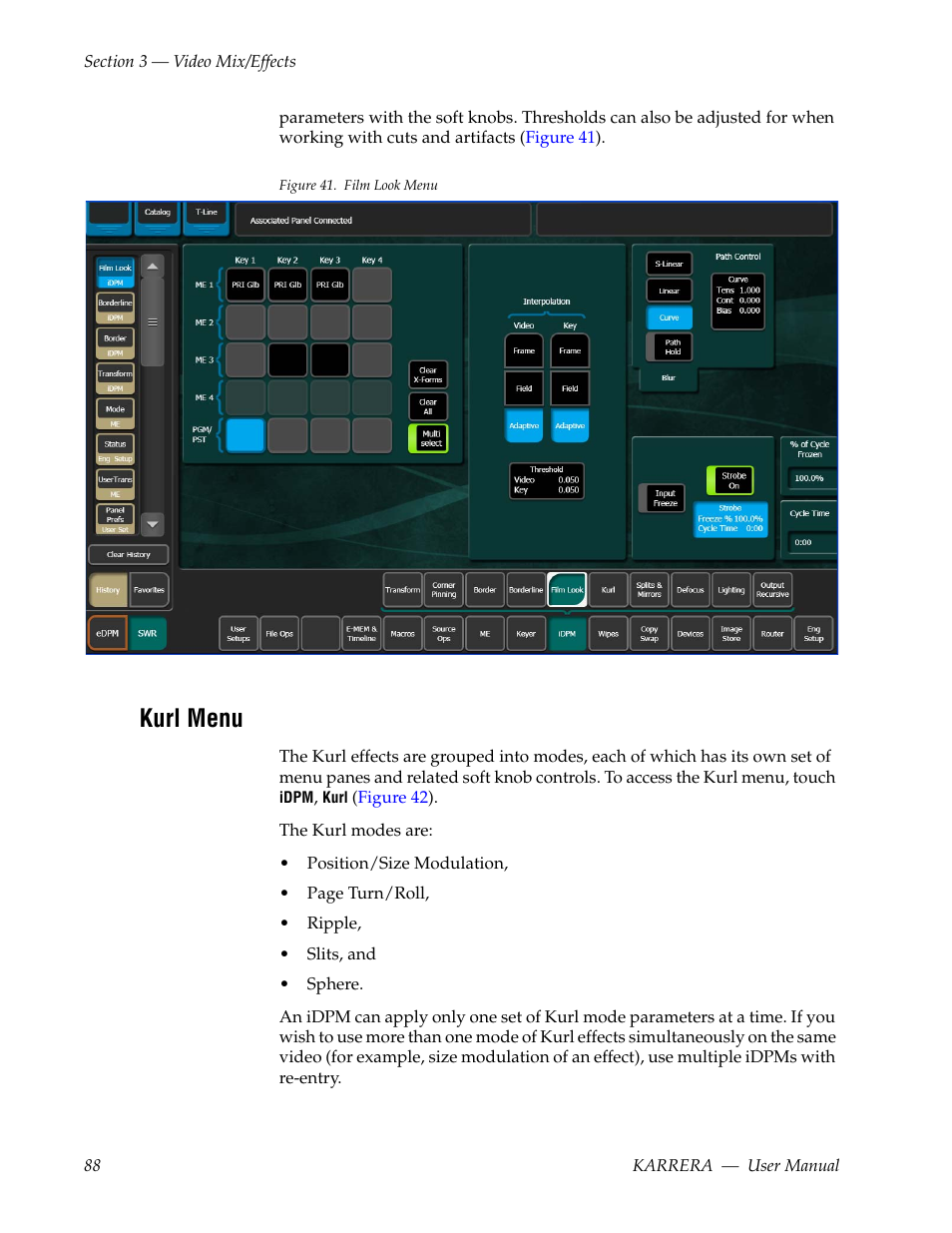 Kurl menu | Grass Valley Karrera Video Production Center v.4.0 User Manual | Page 88 / 370