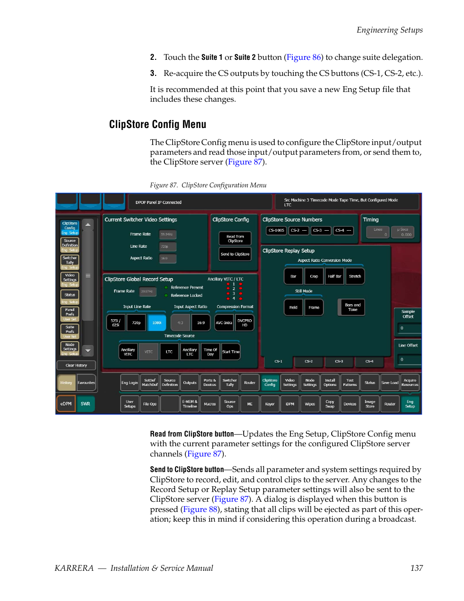 Clipstore config menu | Grass Valley Karrera Video Production Center Installation v.4.1 User Manual | Page 137 / 292