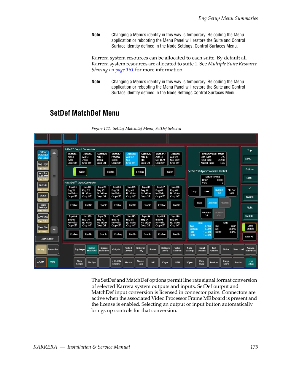 Setdef matchdef menu | Grass Valley Karrera Video Production Center Installation v.4.1 User Manual | Page 175 / 292