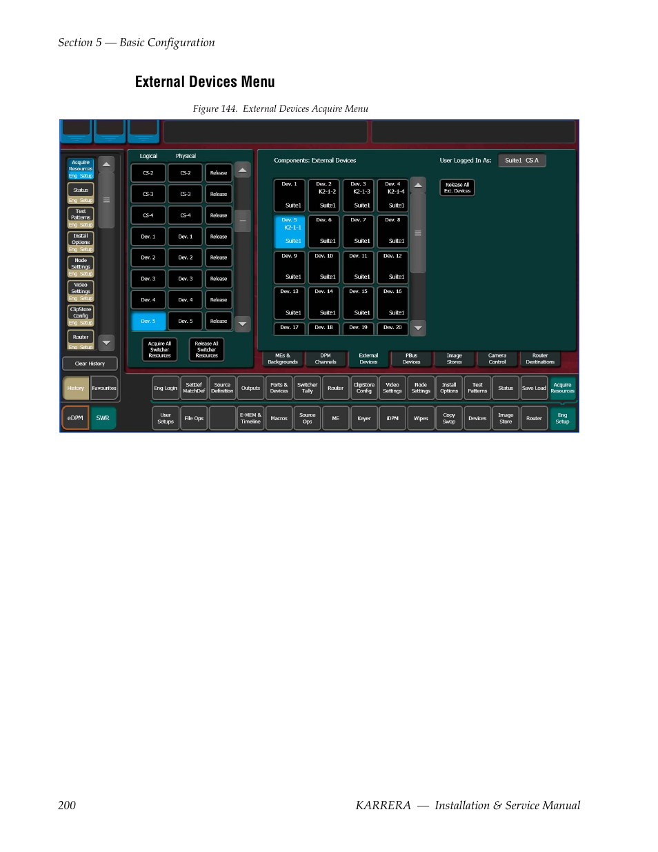 External devices menu | Grass Valley Karrera Video Production Center Installation v.4.1 User Manual | Page 200 / 292