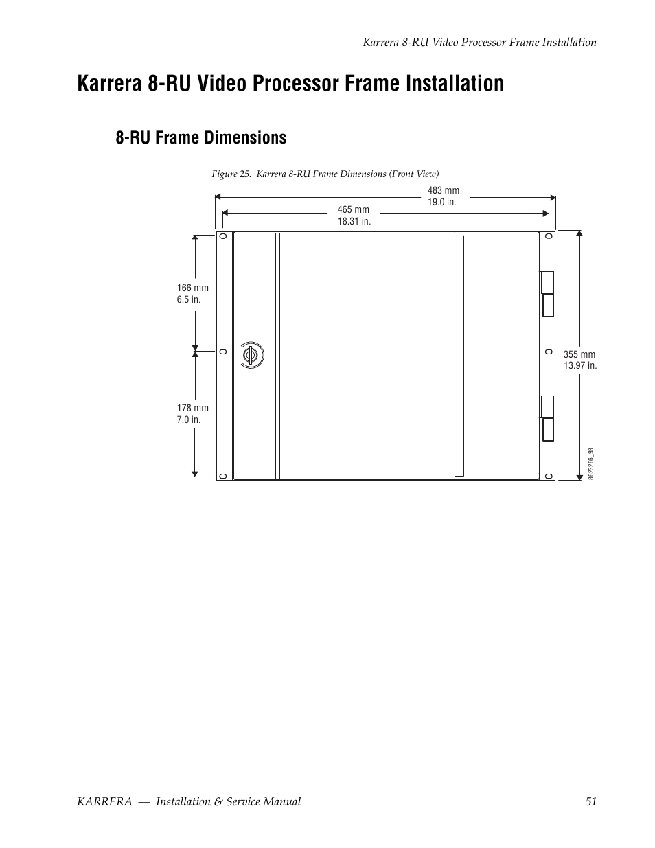 Karrera 8-ru video processor frame installation, Ru frame dimensions | Grass Valley Karrera Video Production Center Installation v.4.1 User Manual | Page 51 / 292