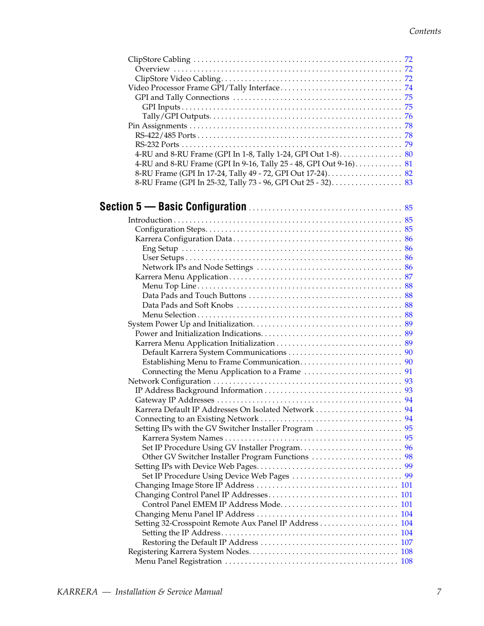 Grass Valley Karrera Video Production Center Installation v.4.1 User Manual | Page 7 / 292