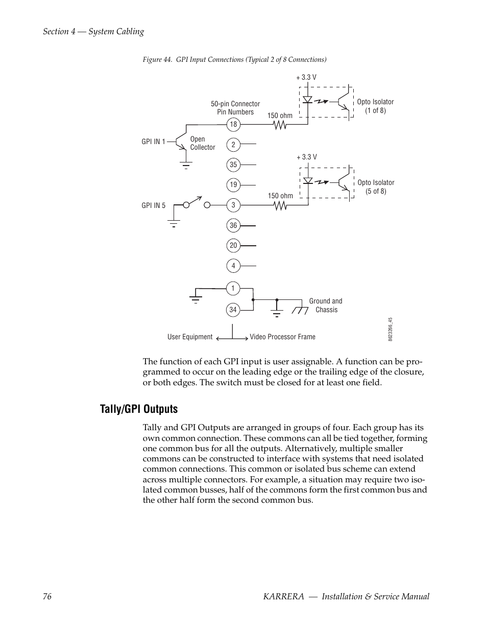 Tally/gpi outputs | Grass Valley Karrera Video Production Center Installation v.4.1 User Manual | Page 76 / 292