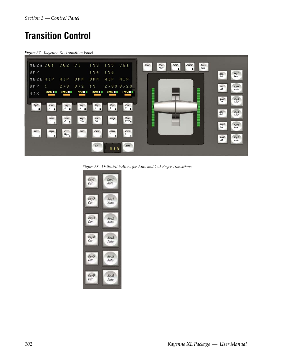 Transition control | Grass Valley Kayenne XL Package v.7.0.4 User Manual | Page 104 / 663