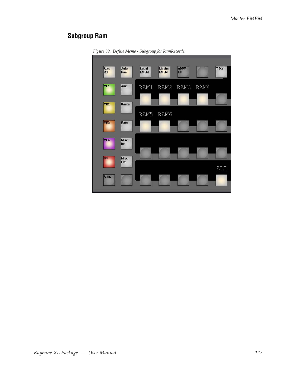 Subgroup ram | Grass Valley Kayenne XL Package v.7.0.4 User Manual | Page 149 / 663