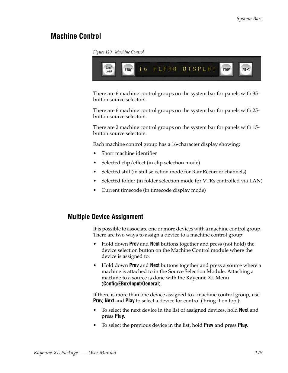 Machine control, Multiple device assignment | Grass Valley Kayenne XL Package v.7.0.4 User Manual | Page 181 / 663