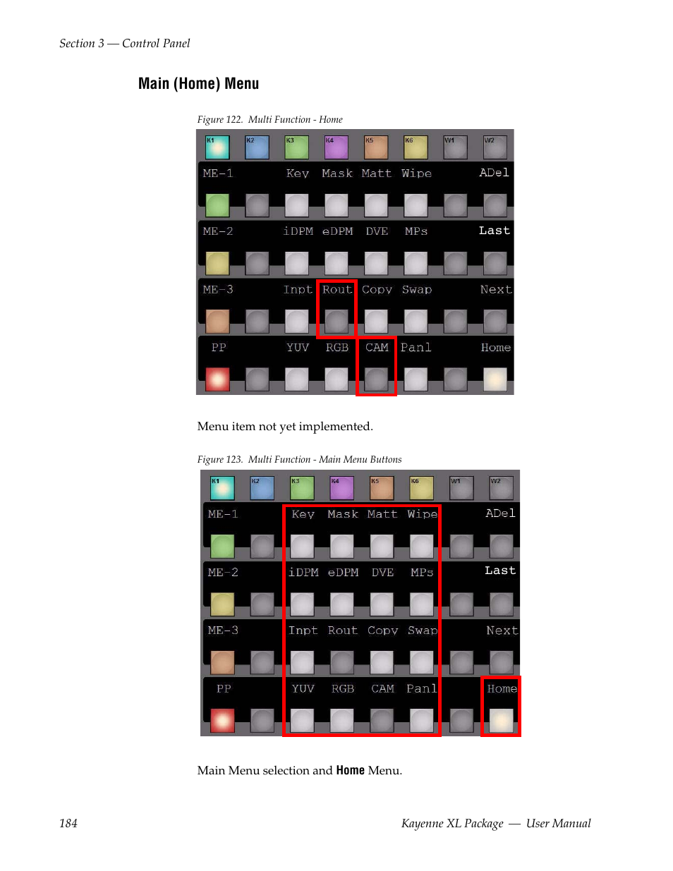 Main (home) menu | Grass Valley Kayenne XL Package v.7.0.4 User Manual | Page 186 / 663