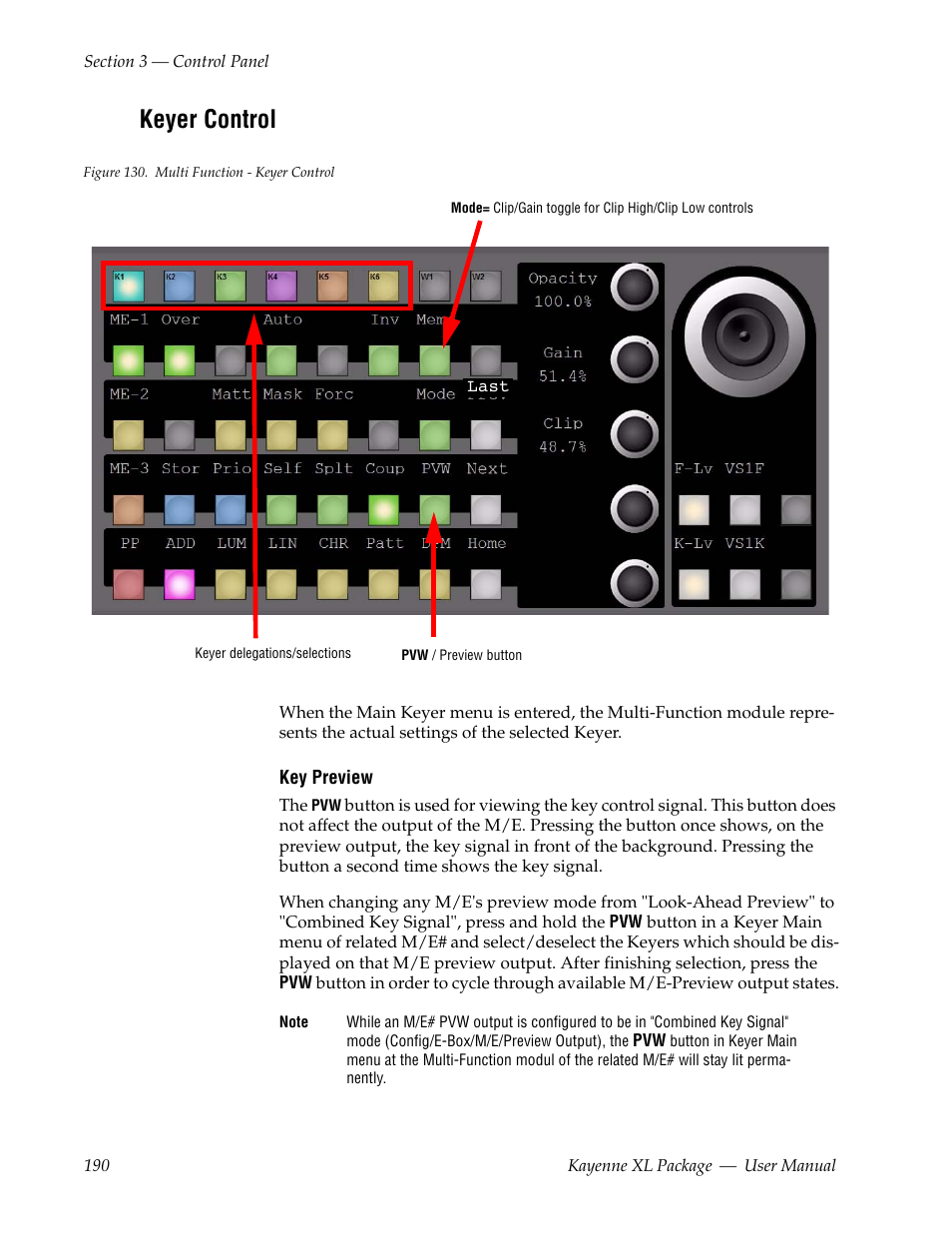 Keyer control | Grass Valley Kayenne XL Package v.7.0.4 User Manual | Page 192 / 663