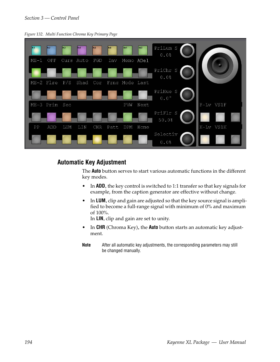 Automatic key adjustment | Grass Valley Kayenne XL Package v.7.0.4 User Manual | Page 196 / 663